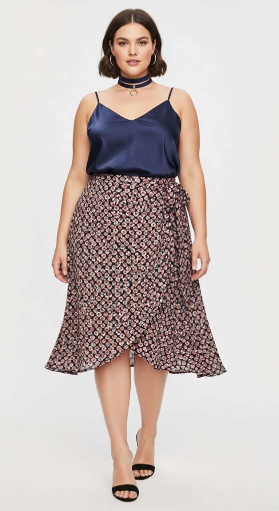 Wrap Skirt and Satin Camisole