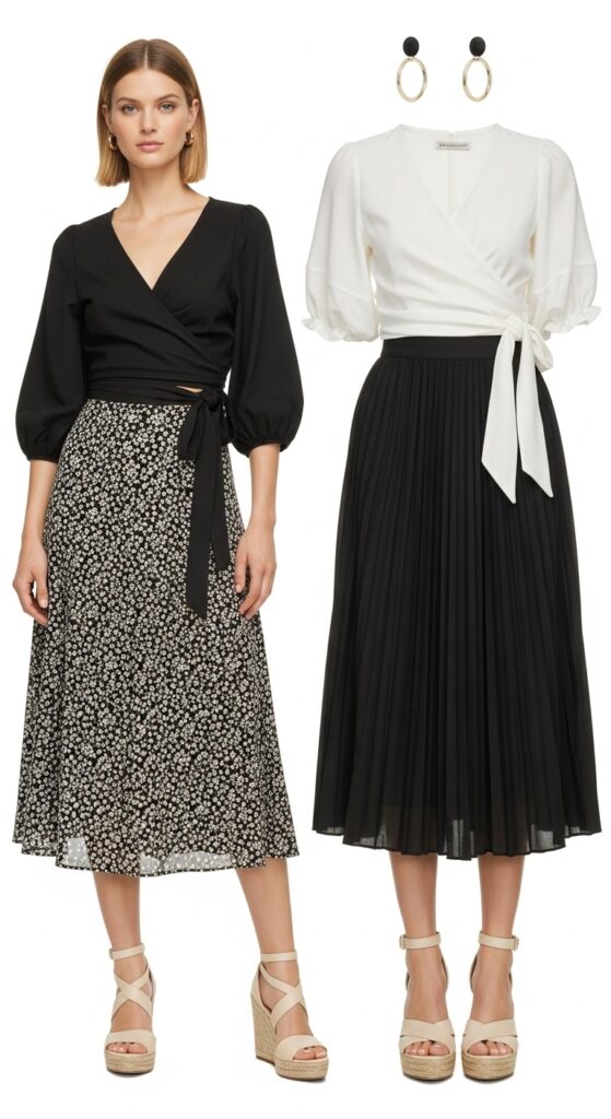 Wrap Top and Midi Skirt
