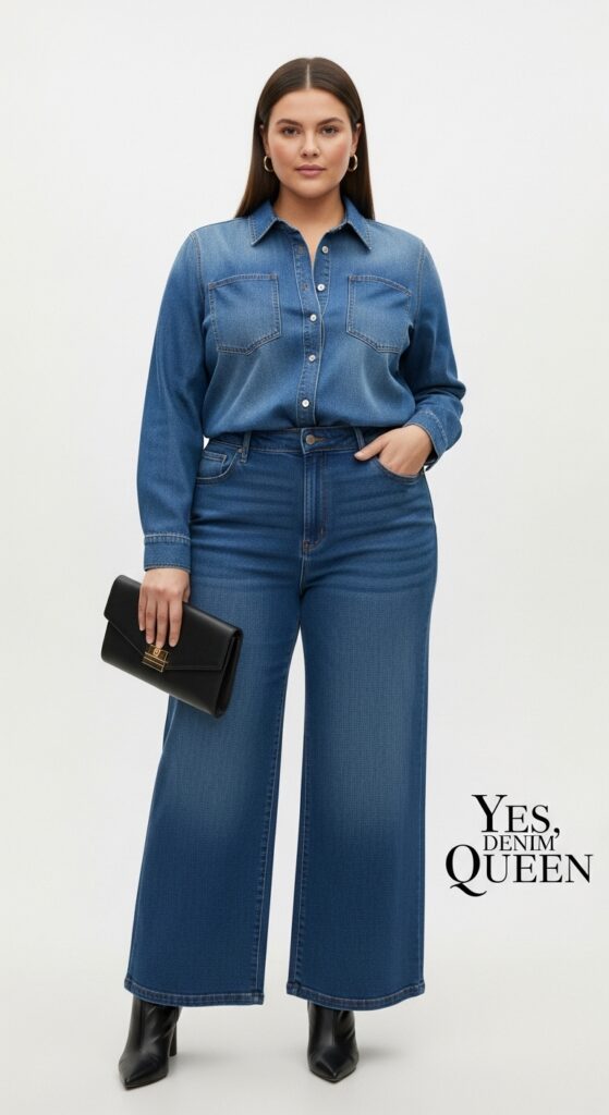 24 Plus Size Winter Business Casual Outfits: Work & Office 8 Yes, Denim Queen!