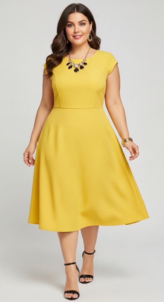 12 Classy Plus Size Summer Outfits Curvy Women Will Love 4 A-Line Dress with Cap Sleeves Flawless and Feminine
