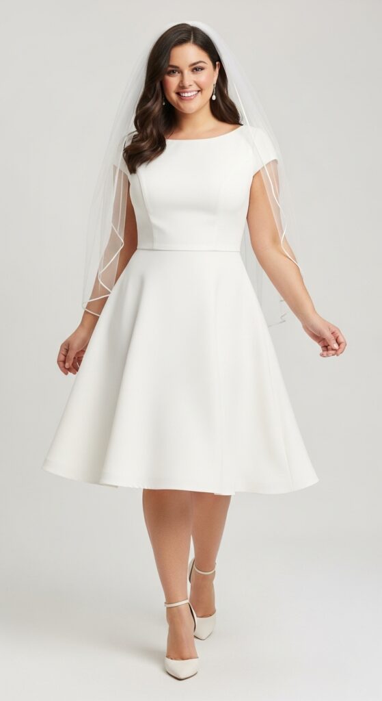 10 Stunning Plus Size Short Wedding Dresses Curvy Brides Will Love 3 A-Line Knee-Length Dress