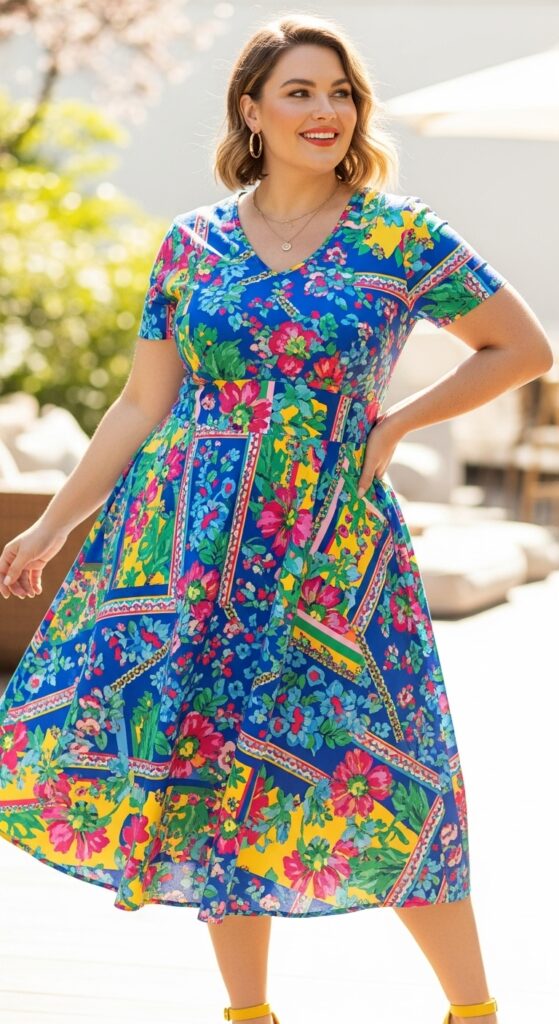 15 Stylish Plus Size Summer Birthday Outfits Curvy Women Will Love 5 A-Line Midi Dress
