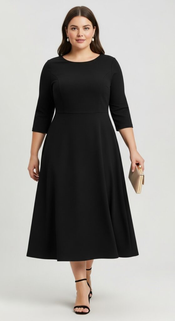 A-Line Midi Dress with Sleeves