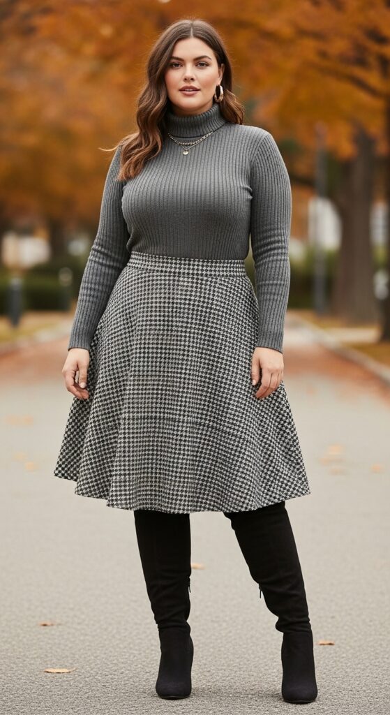 A-Line Skirt and Fitted Turtleneck