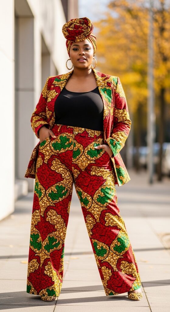 14 Plus Size Fall Outfits Celebrating Black Women’s Style Magic 3 Ankara Power Suit