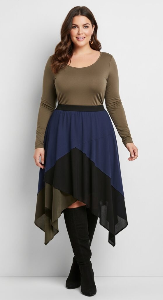 Asymmetrical Skirt and Fitted Top