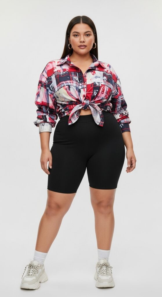 Biker Shorts and Oversized Shirt