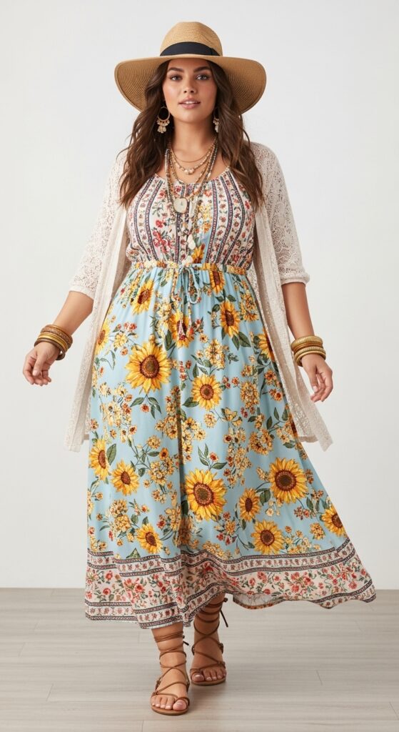14 Plus Size Boho Summer Outfits Curvy Women Will Love 3 Bloom in Style with a Floral Maxi Dress