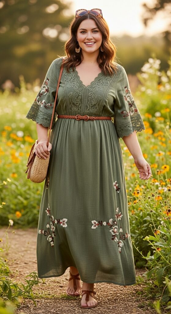15 Stylish Plus Size Summer Birthday Outfits Curvy Women Will Love 11 Boho-Inspired Dress