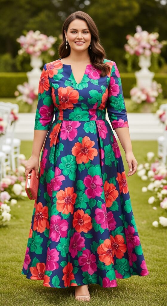 11 Plus Size Formal Wedding Guest Dresses That Are Just Wow 12 Bold Floral Print Dress