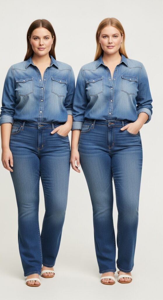 Bootcut Jeans & Chambray Shirt Casual Chic