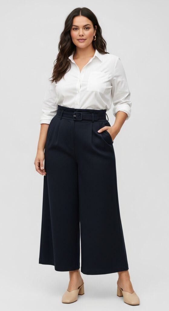 Button-Down Shirt and High-Waisted Wide-Legged Pants