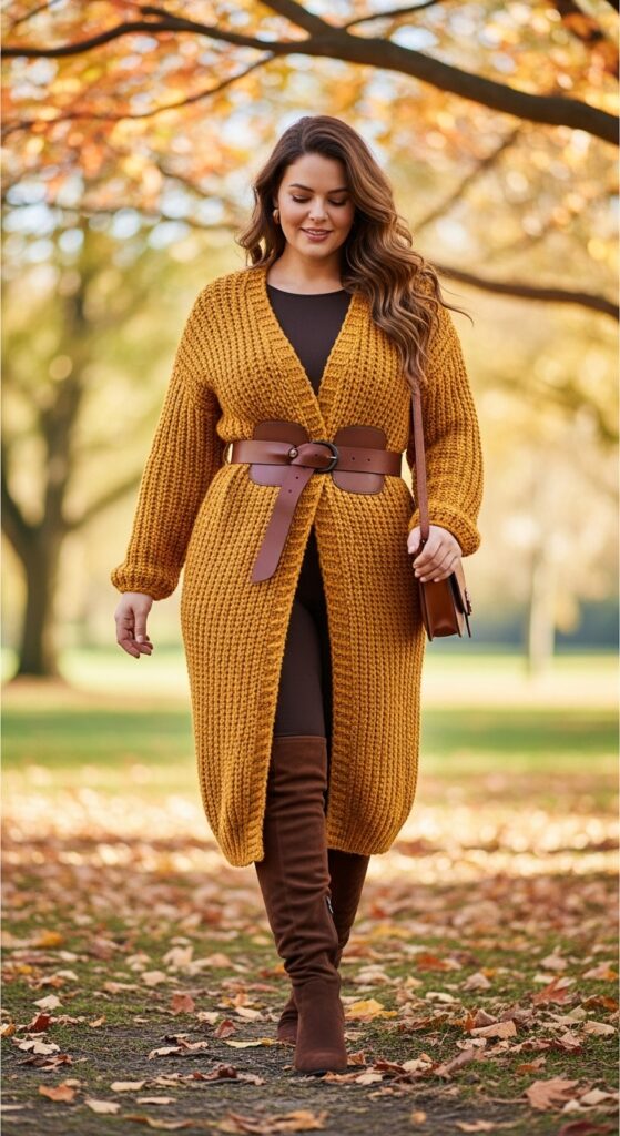 15 Plus Size Cozy Fall Outfits Curvy Women Will Love 13 Cardigan as a Dress