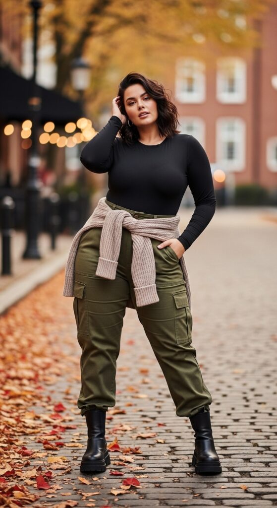 15 Plus Size Fall Inspiration Outfits to Ignite Your Style Confidence 11 Cargo Cool