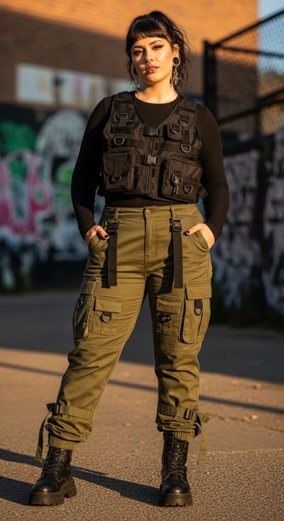14 Plus Size Grunge Fall Outfits Curvy Women Will Love 16 Cargo Practicality