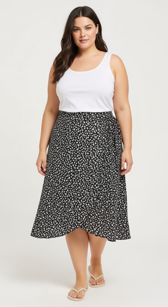 15 Stunning Plus Size Summer Party Outfits for Curvy Women You’ll Love 12 Casual Wrap Skirt & Tank Relaxed and Cool