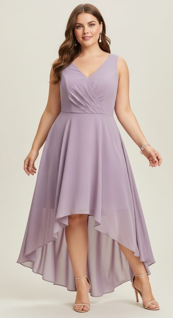 10 Stunning Plus Size Wedding Guest Cocktail Dresses for Curvy Women 2 Chiffon High-Low Cocktail Dress