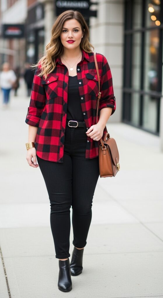 Classic Red Flannel and Black Jeans