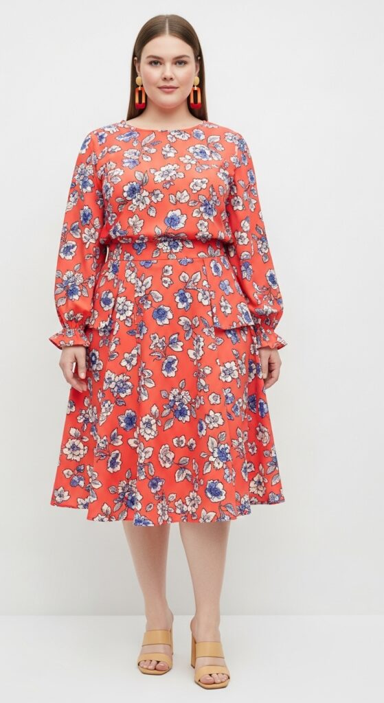 Co-ord Set High-Waisted Skirt and Modest Top