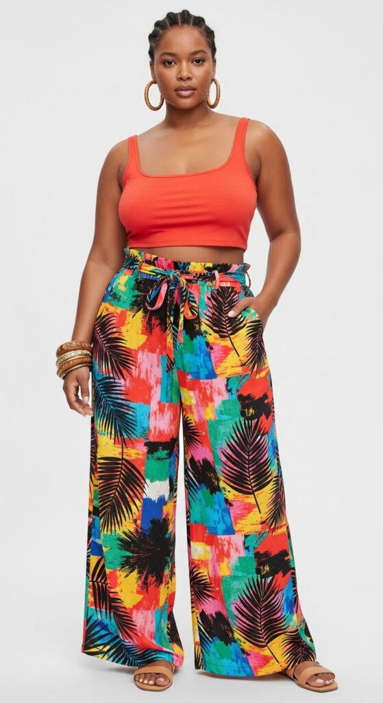 10 Fabulous Plus-Size Summer Outfits for Black Women to Slay the Season 7 Crop Top and Palazzo Pants