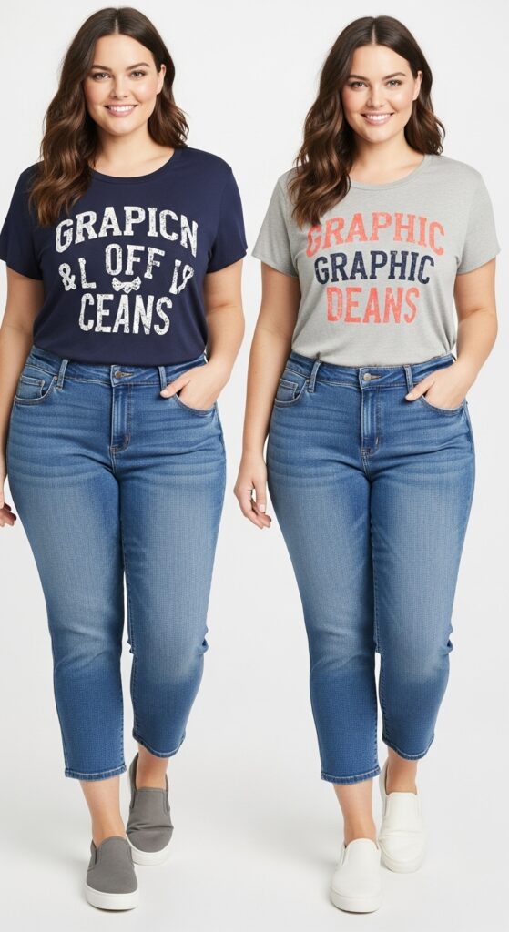 Cropped Jeans & Graphic Tee Casual and Cool