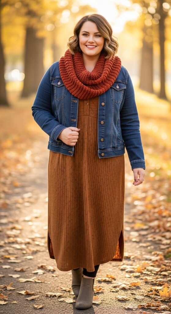 14 Plus Size Comfy Fall Outfits That Are Big on Style 11 Denim Jacket & Everything