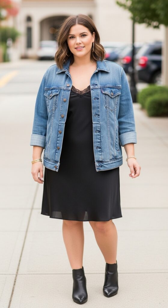 Denim Jacket Over a Slip Dress