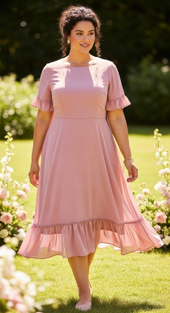 Dusty Rose Chiffon Midi Dress