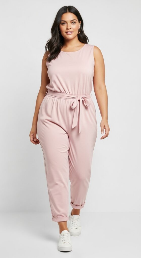 12 Plus Size Comfy Summer Outfits for Curvy Women 10 Elastic-Waist Jumpsuit