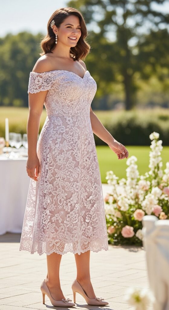 11 Stunning Plus Size Wedding Guest Dresses for Curvy Women That You’ll Love 6 Elegant Off-the-Shoulder Dress