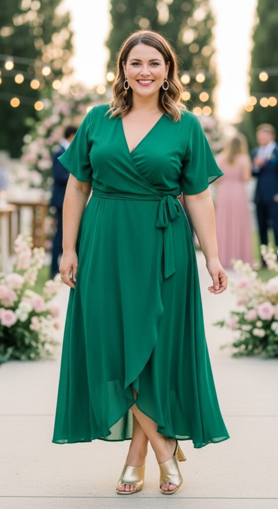 Emerald Green Wrap Dress