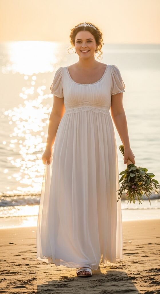 10 Stunning Plus Size Vintage Wedding Dresses for Curvy Brides 6 Empire Waist Maxi Dress