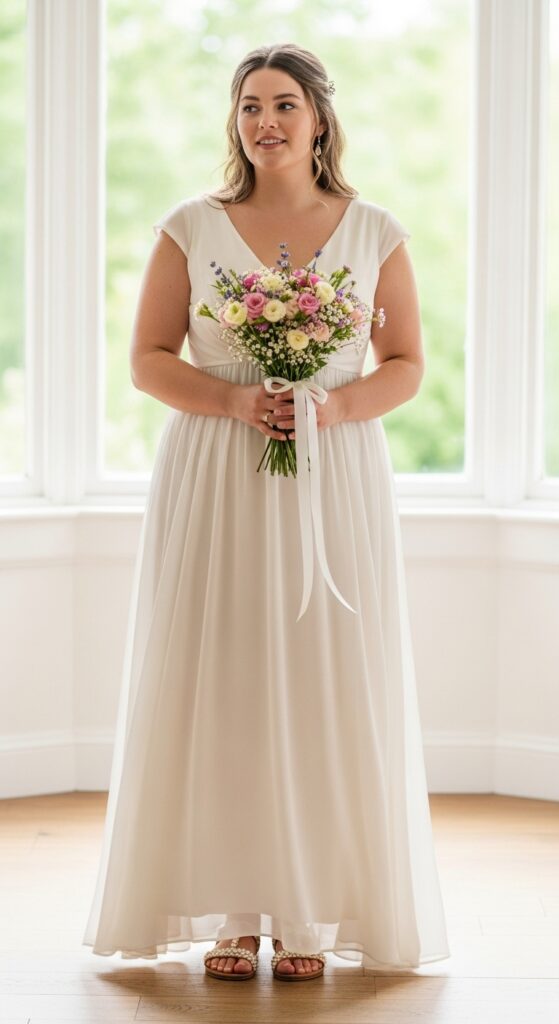 10 Simple Plus Size Civil Wedding Dresses Curvy Brides Will Love 5 Empire Waist Maxi Dress
