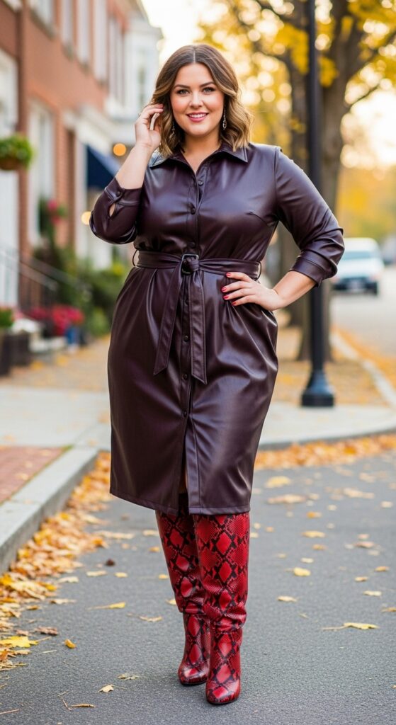 14 Plus Size Baddie Fall Outfits That Scream Confidence (Own Your Curves, Queen!) 16 Faux Leather Dress + Statement Boots