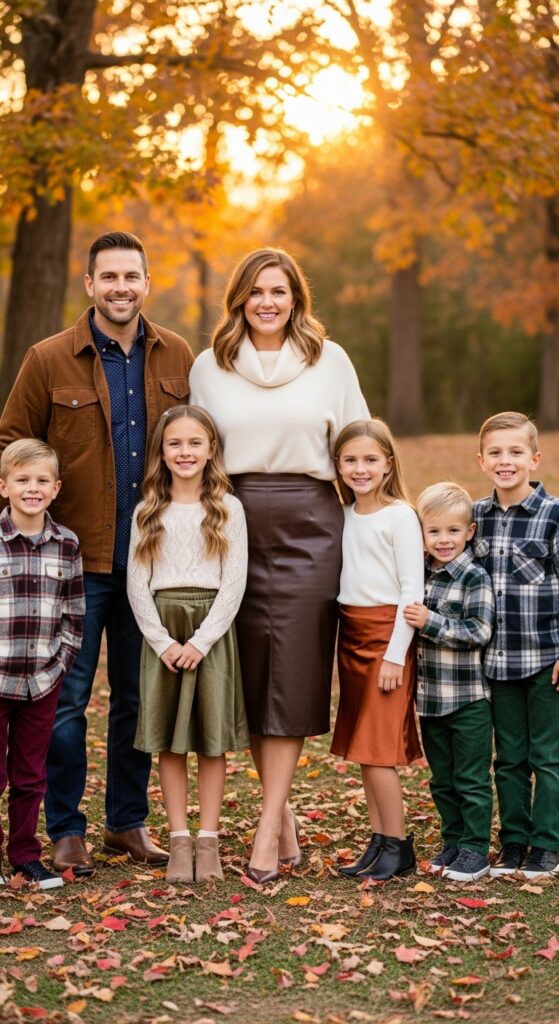 15 Plus Size Fall Family Photo Outfits That Celebrate Every Curve & Create Timeless Memories 8 Faux Leather Pencil Skirt + Cashmere Sweater