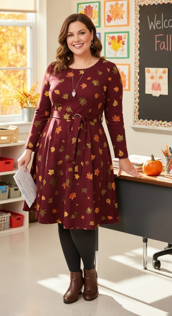 14 Plus Size Fall Teacher Outfits for the Stylish & Savvy Educator 10 Fit & Flare Dress