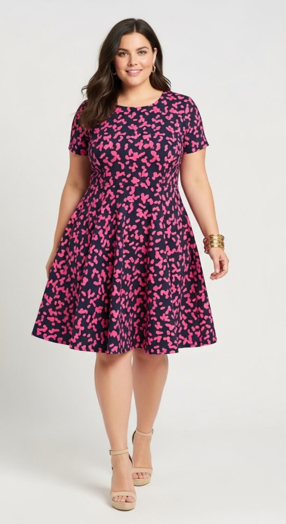 12 Classy Plus Size Summer Outfits Curvy Women Will Love 8 Fit-and-Flare Dress Playful and Polished