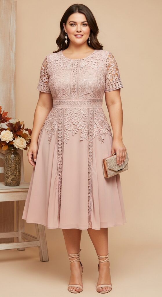 Fit-and-Flare Dress with Lace Details