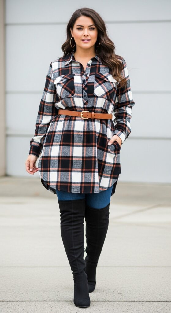 Flannel Tunic and Over-the-Knee Boots