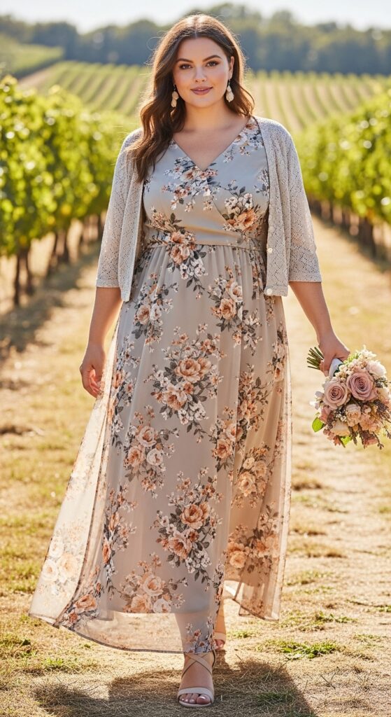 10 Gorgeous Plus Size September Wedding Guest Dresses for Curvy Women 3 Floral Chiffon Maxi Dress