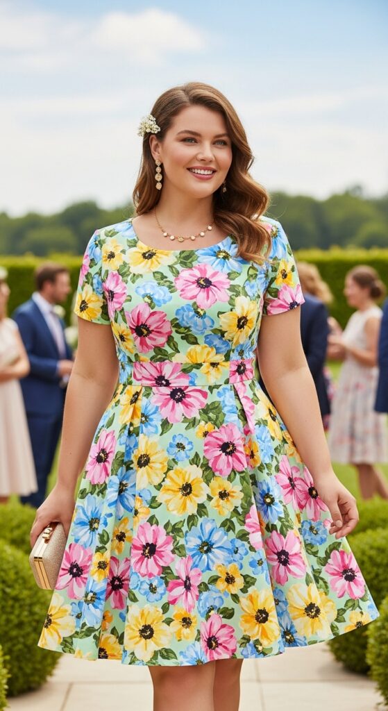 11 Stunning Plus Size Wedding Guest Dresses for Curvy Women That You’ll Love 10 Floral Fit-and-Flare Dress