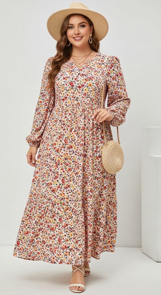 Floral Maxi Dress with Puff Sleeves