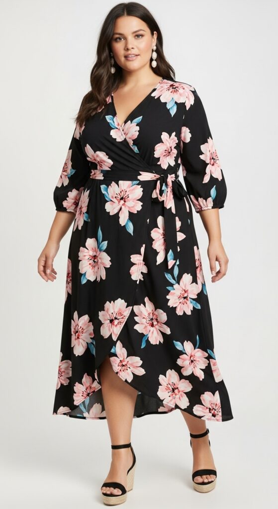 Floral Print Wrap Dress