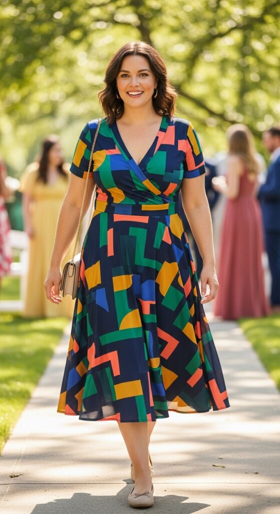 Geometric Print Midi Dress