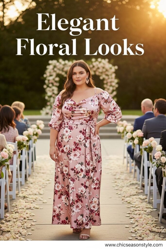10 Gorgeous Plus Size Floral Wedding Guest Dresses for Curvy Women 1 Gorgeous Plus Size Floral Wedding Dresses You’ll Love
