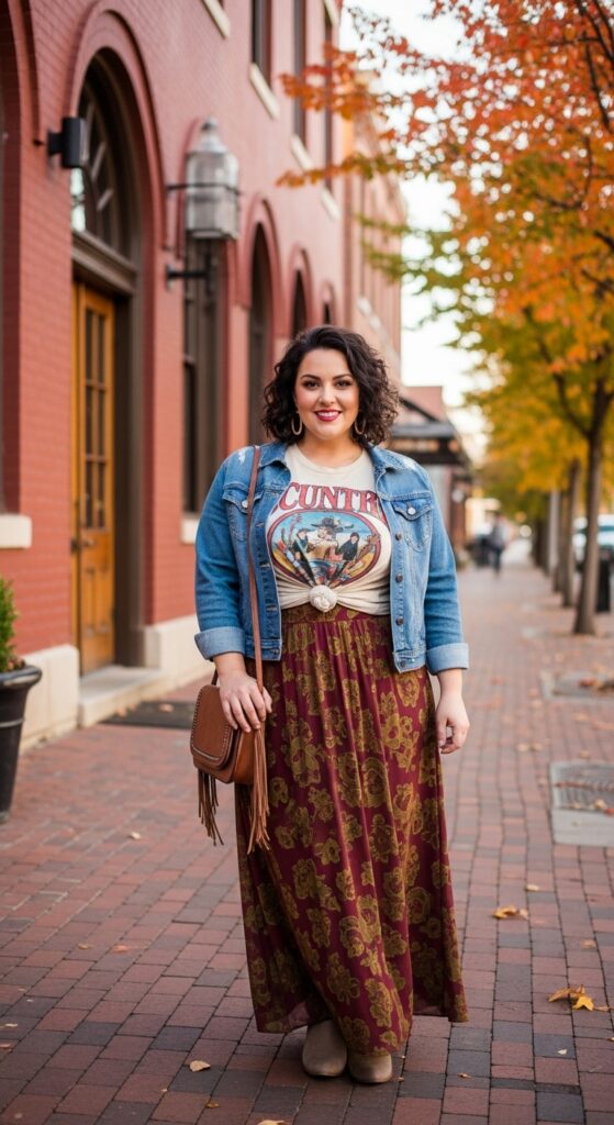 14 Plus Size Fall Nashville Outfits for an Unforgettable Trip 11 Graphic Tee & Statement Skirt