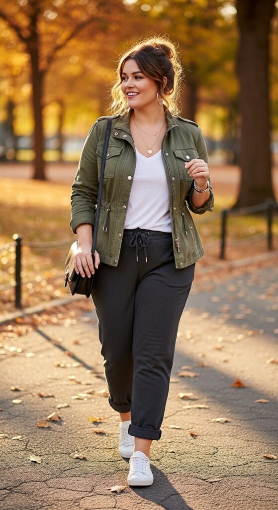 14 Plus Size Early Fall Outfits to Master the Season's First Cozy Vibes 13 Joggers & Crisp Tee