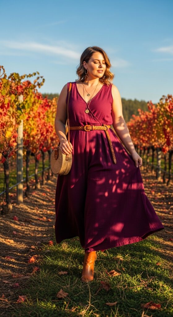 15 Plus Size Fall Winery Outfits for an Unforgettable Autumn Day 12 Jumpsuit Simplicity