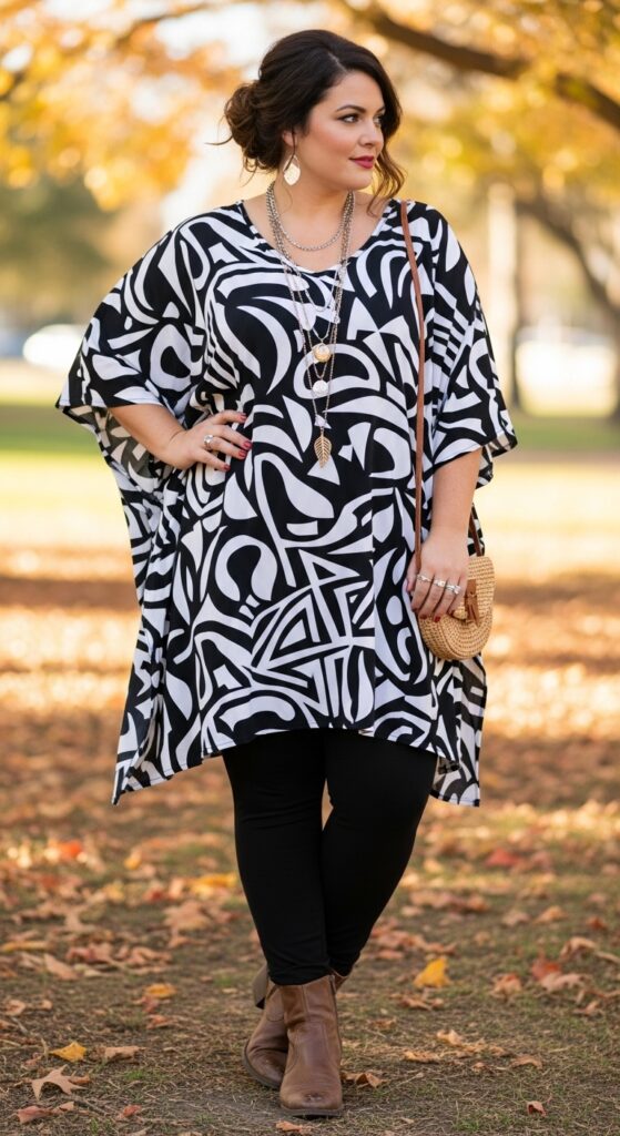 15 Plus Size Fall Dress Outfits That Celebrate Every Curve 11 Kaftan Tunic + Leggings