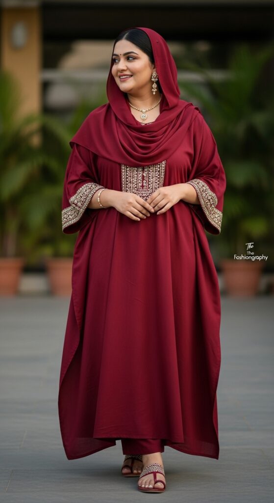Kaftan in Maroon with Embellishments